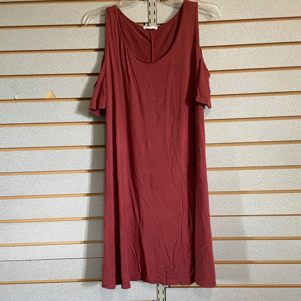 Cold Shoulder‎ Dress Sleeveless Casual Summer Dress Red Wine